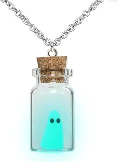 Bijou Fantôme Lumineux – Collier & Boucles d’Oreilles Halloween 👻
