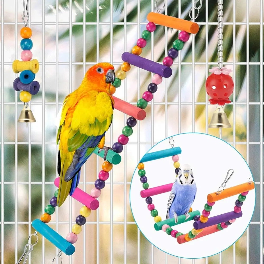 Kit de 11 Jouets pour Oiseaux & Perroquets – Balançoires et Accessoires
