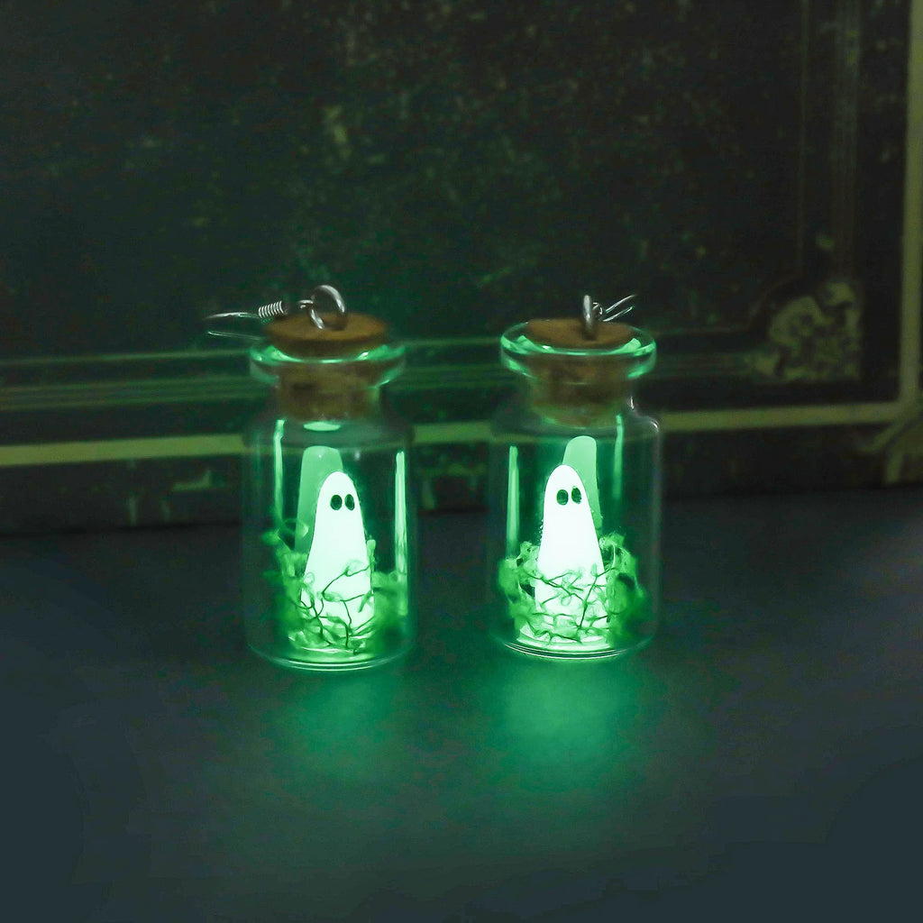 Bijou Fantôme Lumineux – Collier & Boucles d’Oreilles Halloween 👻