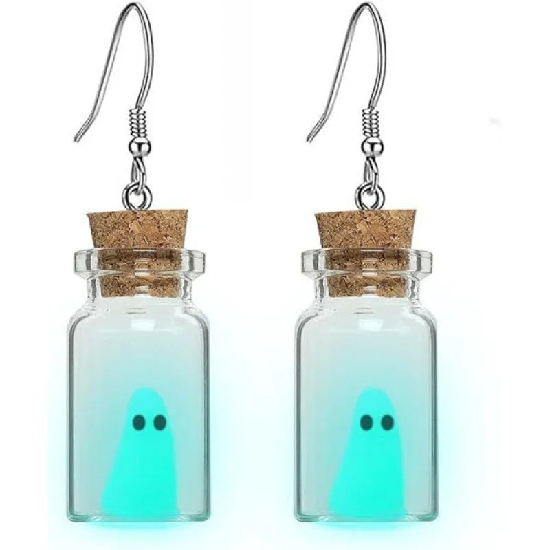 Bijou Fantôme Lumineux – Collier & Boucles d’Oreilles Halloween 👻