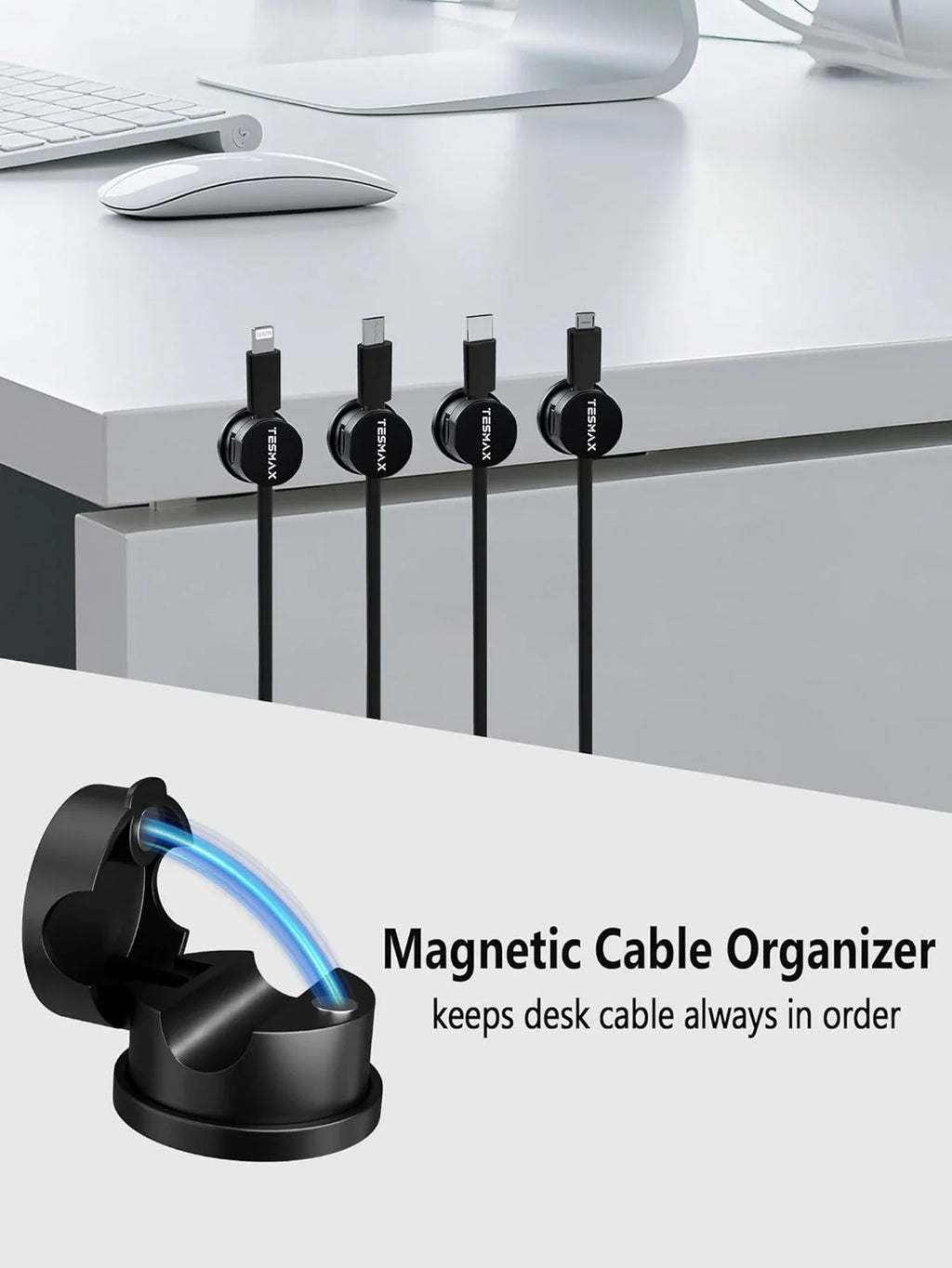 Organisateur Magnétique pour Câbles – Clips de Rangement Pratiques