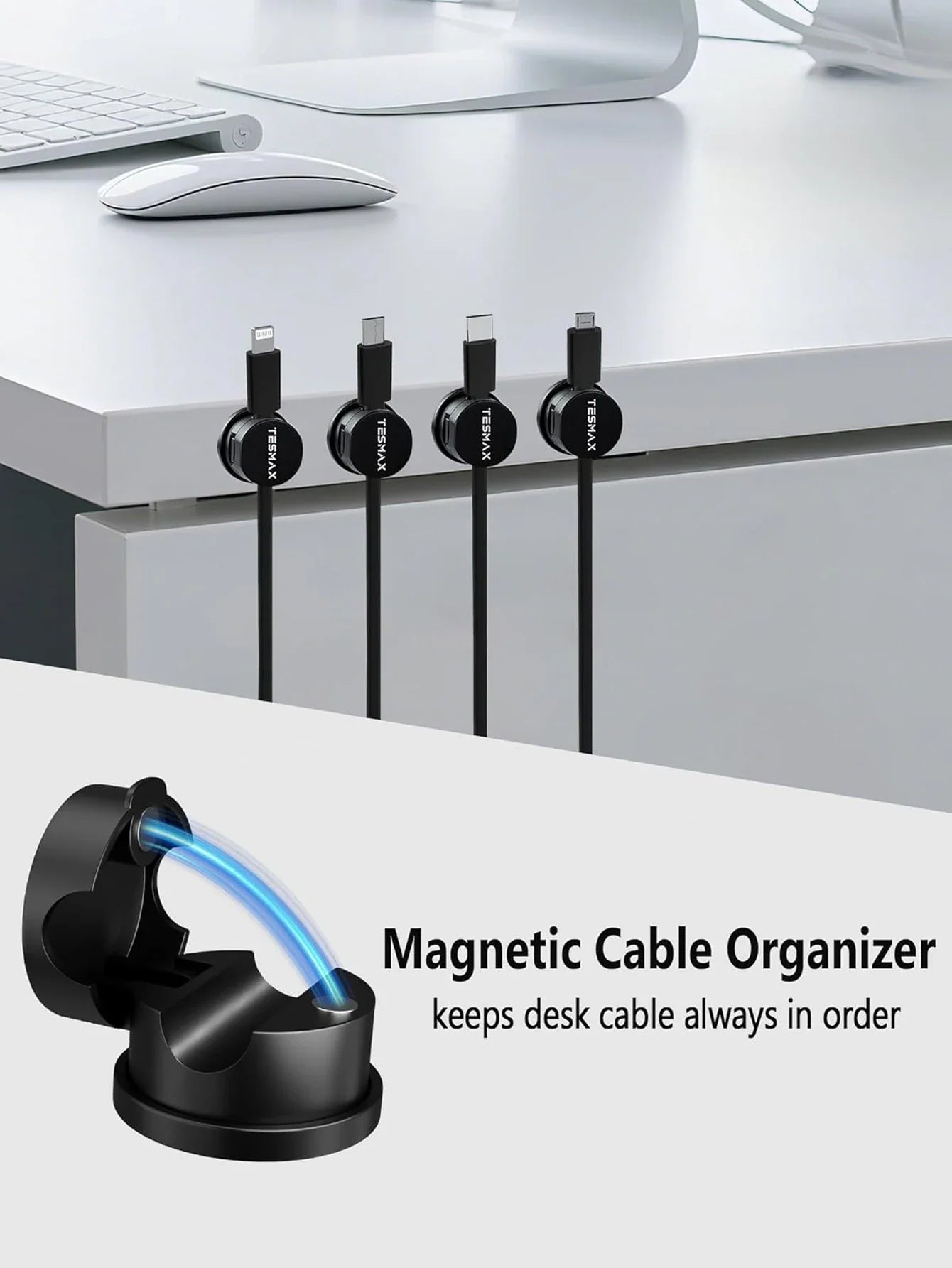 Organisateur Magnétique pour Câbles – Clips de Rangement Pratiques