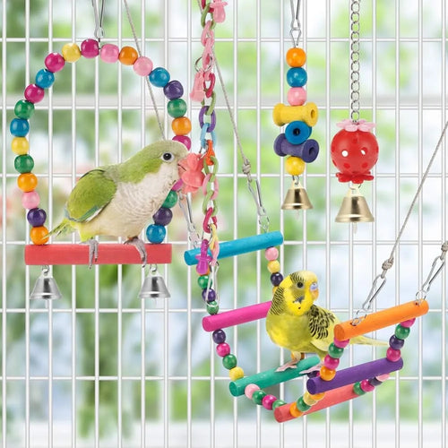 Kit de 11 Jouets pour Oiseaux & Perroquets – Balançoires et Accessoires