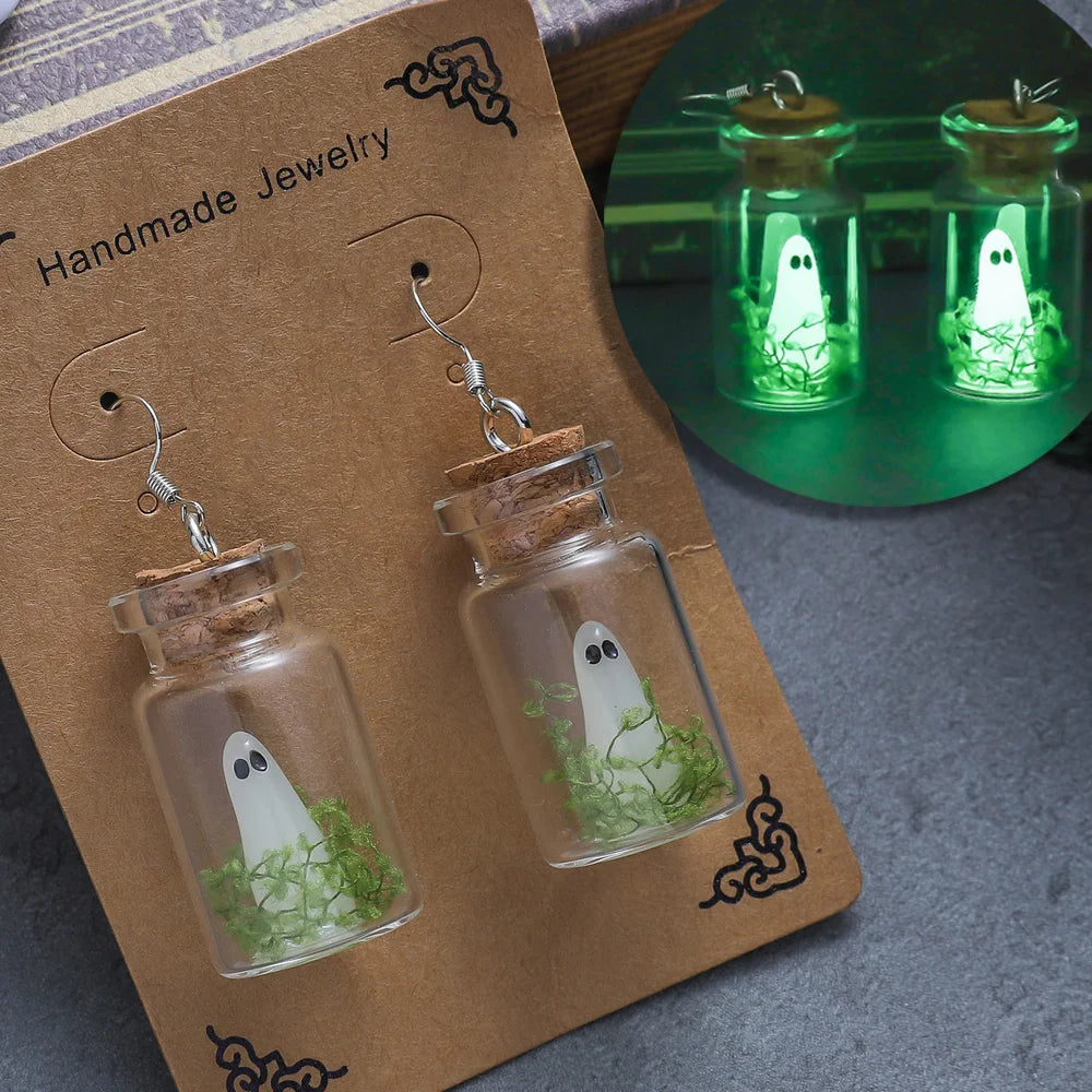 Bijou Fantôme Lumineux – Collier & Boucles d’Oreilles Halloween 👻